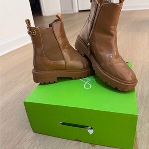 Sam Edelman Glossy Brown Ankle Boots